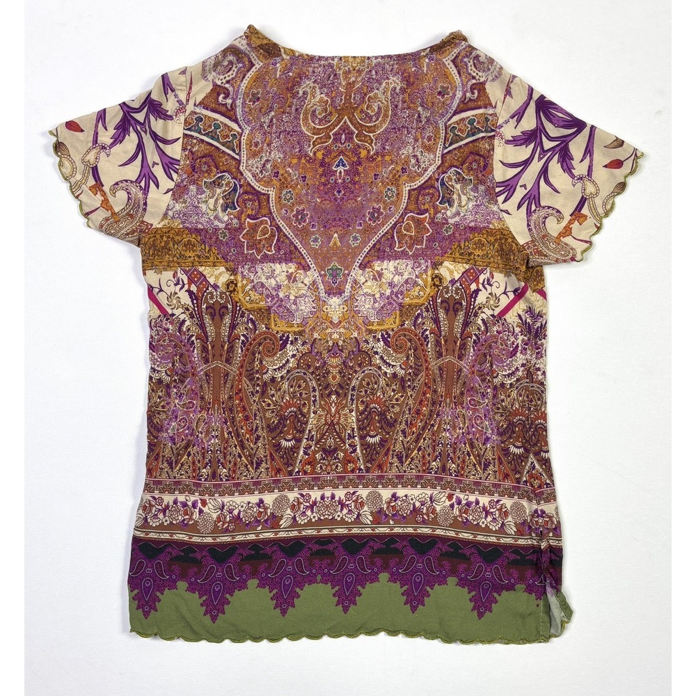 Soft Surroundings Tunic Top Women's XS Paisley Floral Boho Short Sleeve - Picture 7 of 10